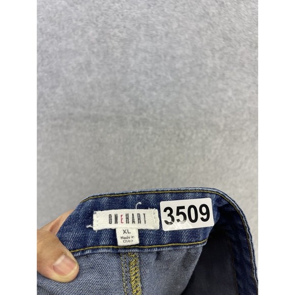 One Hart Women's Blue Denim Skirt Button Front Size XL Rose Gold Buttons - Picture 3 of 8